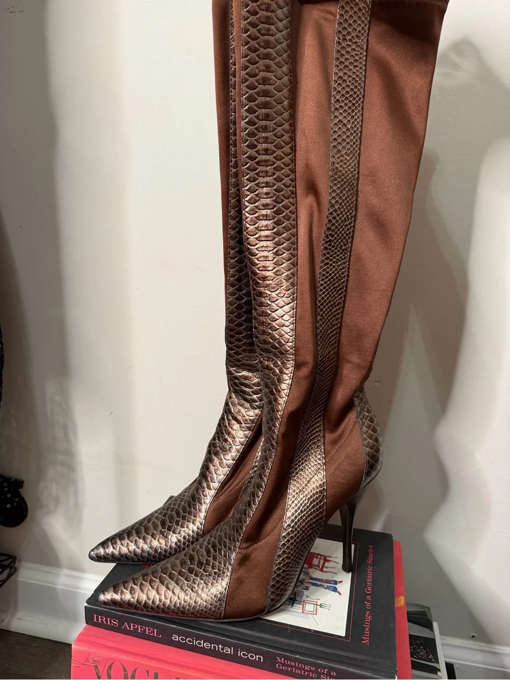 Women's Brown Pointed-Toe Stiletto Boots